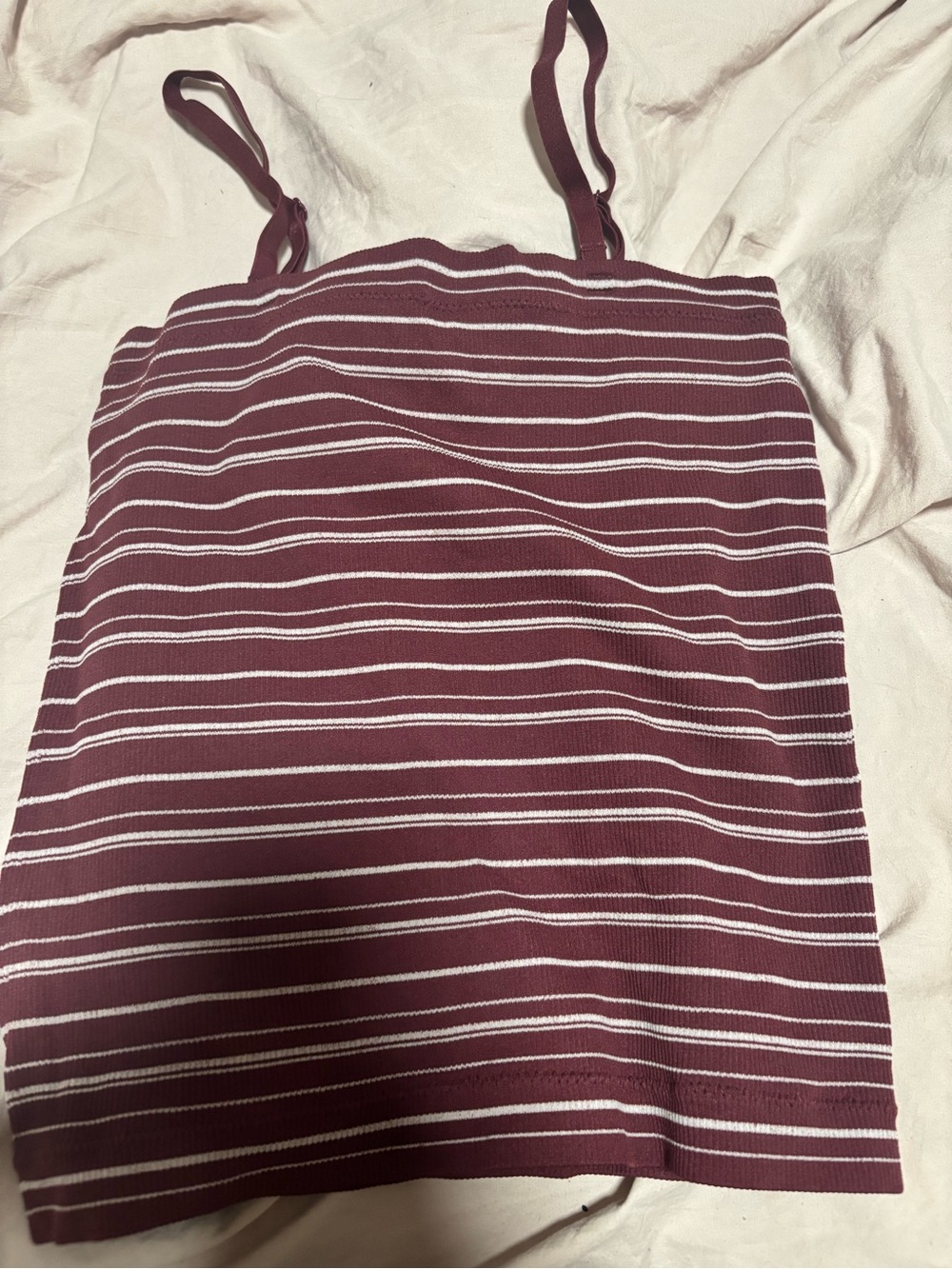 a new day Burgundy & White Striped Spaghetti Strap Tank